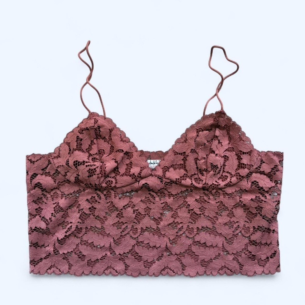 FREE PEOPLE lace longline bralette dusty rose pink size XS
